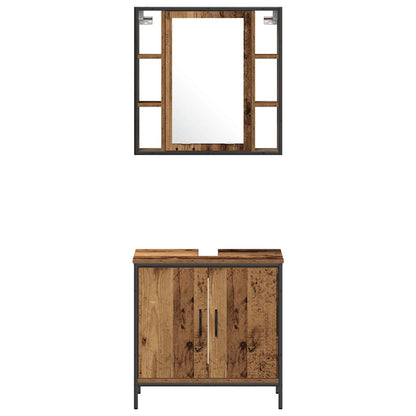 Bathroom Vanity Units with Shelf 3 pcs Brown Engineered wood