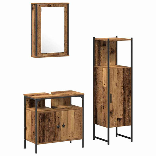 Bathroom Furniture Set 3 pcs Brown Engineered wood
