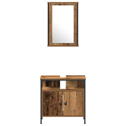Bathroom Furniture Set with Door 3 pcs Brown 33 x 33 x 120.5 cm