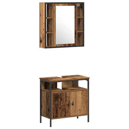 Bathroom Furniture Set with Shelf 3 pcs Brown Engineered wood