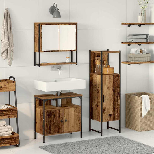 Bathroom Furniture Set 3 pcs Brown Engineered wood