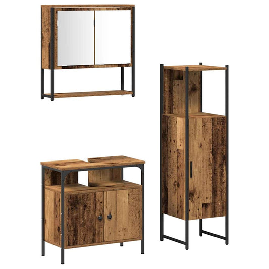 Bathroom Furniture Set 3 pcs Brown Engineered wood