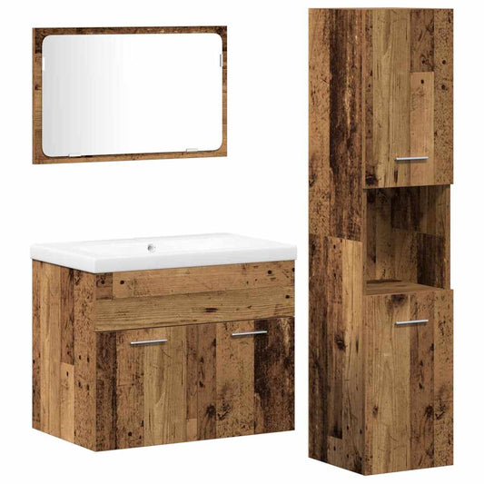 Bathroom Furniture Set 4 pcs Brown Engineered Wood