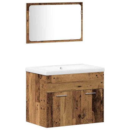 Bathroom Furniture Set with Shelf 4 pcs Brown Engineered Wood
