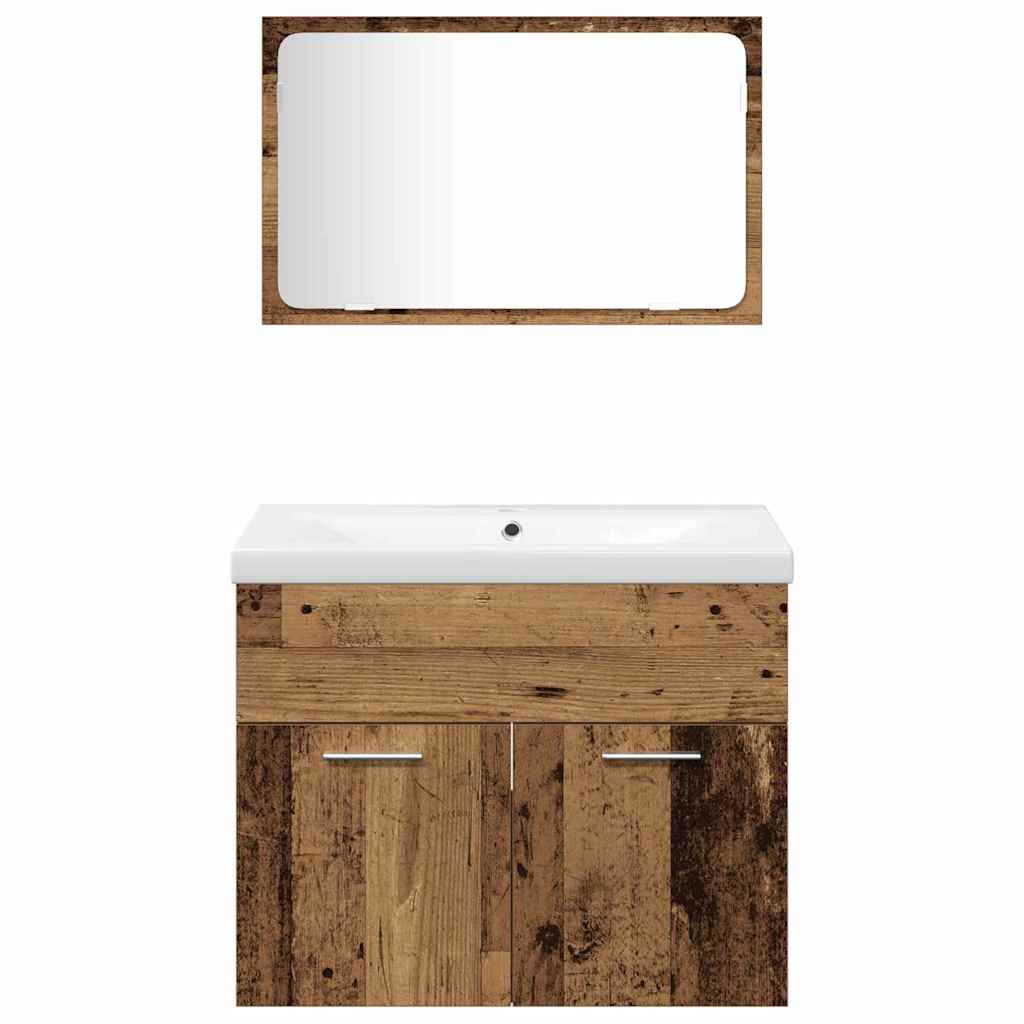 Bathroom Furniture Set with Shelf 4 pcs Brown Engineered Wood