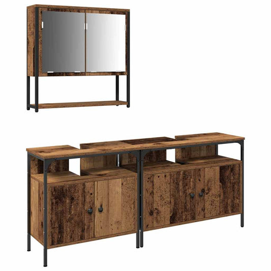 Bathroom Furniture Set 3 pcs Brown Engineered wood