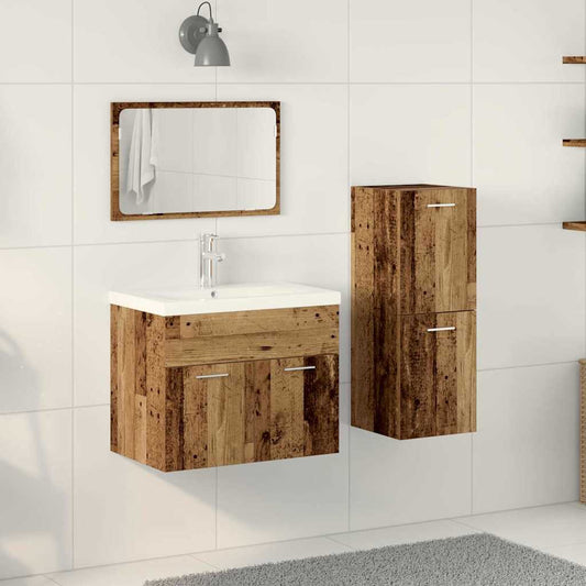 Bathroom Furniture Set 4 pcs Brown Engineered Wood