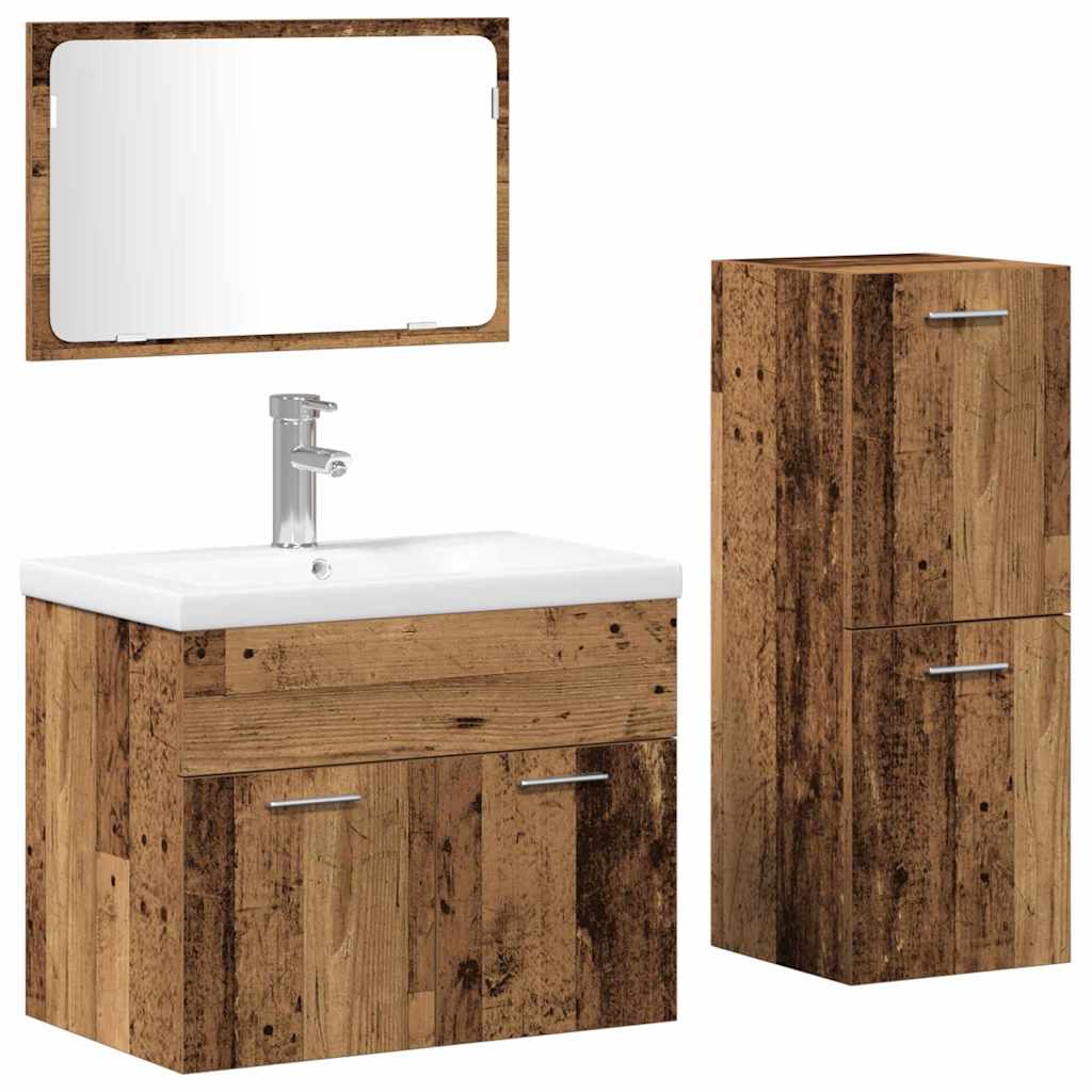 Bathroom Furniture Set 4 pcs Brown Engineered Wood