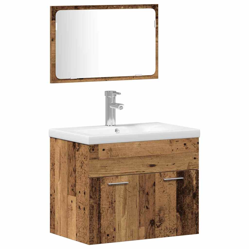 Bathroom Furniture Set with Shelf 4 pcs Brown Engineered Wood