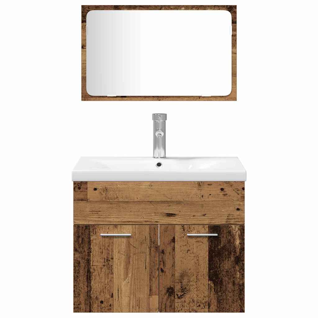 Bathroom Furniture Set with Shelf 4 pcs Brown Engineered Wood