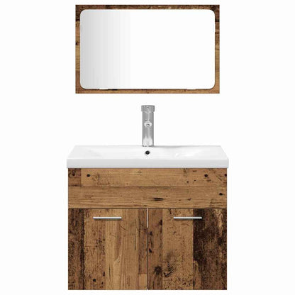Bathroom Furniture Set with Shelf 4 pcs Brown Engineered Wood