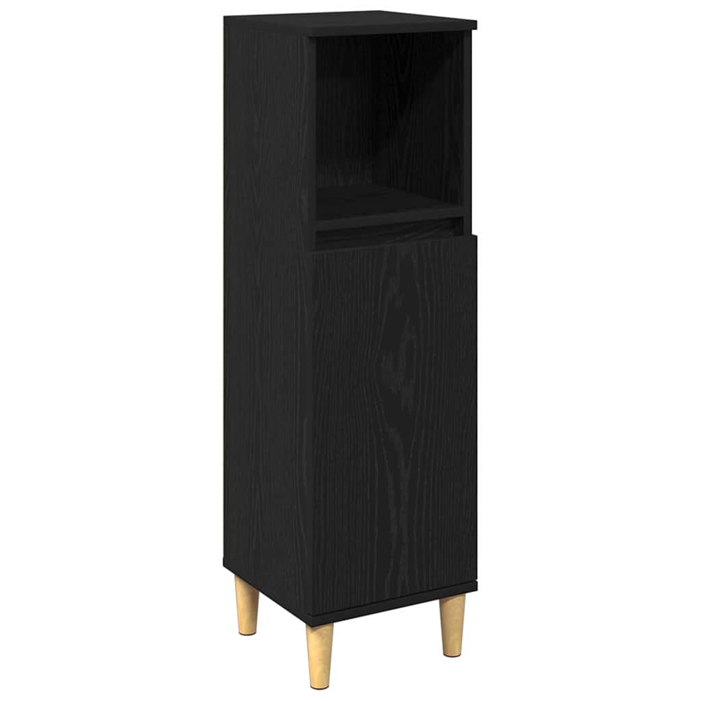 Bathroom Furniture Set with Storage 3 pcs Black Engineered wood