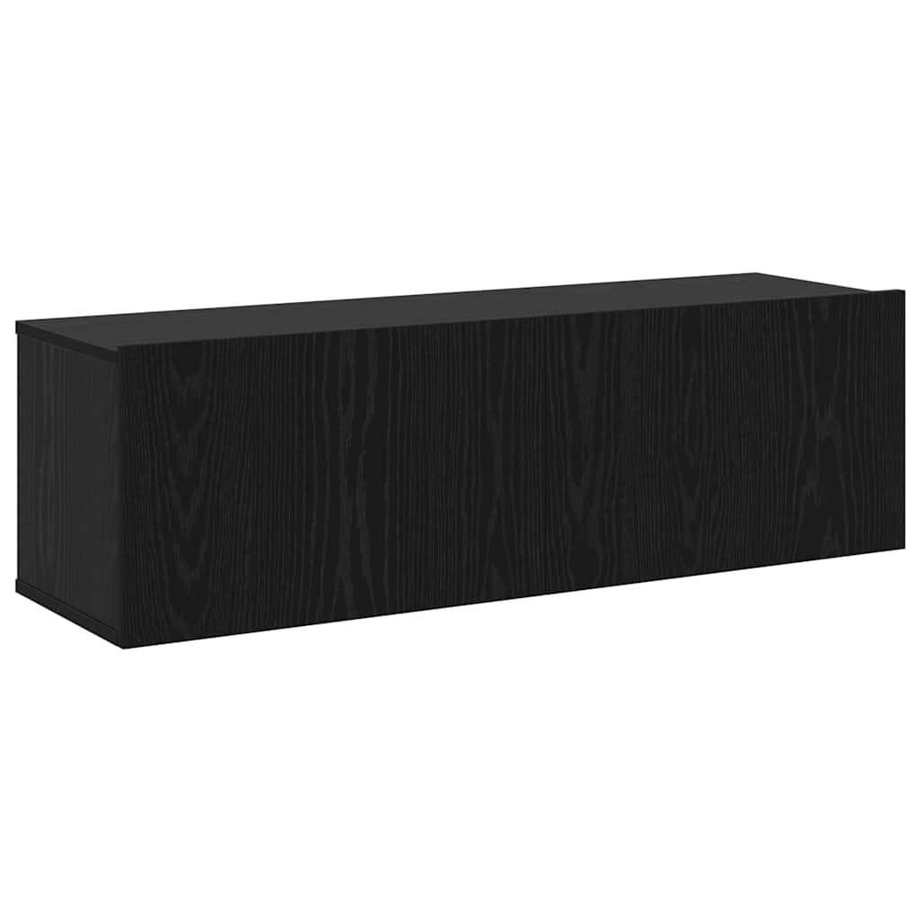 TV Cabinet Set Wall-mounted 4 pcs Black Oak Engineered Wood