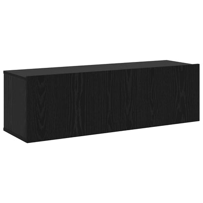 TV Cabinet Set Wall-mounted 4 pcs Black Oak Engineered Wood