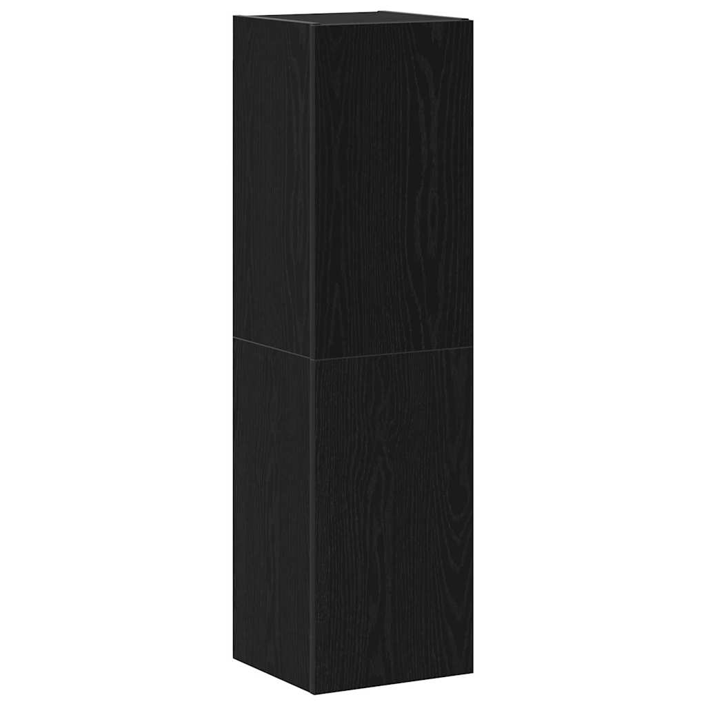 TV Cabinet Set Wall-mounted 7 pcs Black Oak Engineered Wood