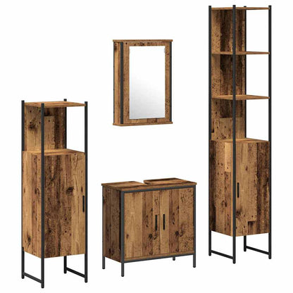 Bathroom Furniture Set with Shelf 4 pcs Brown Engineered wood