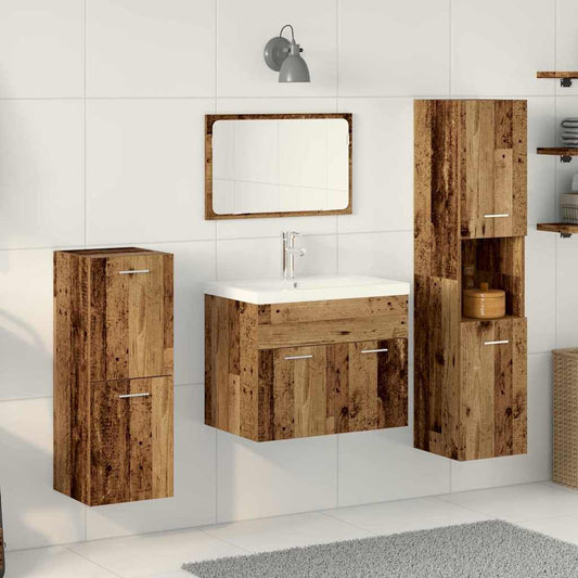 Bathroom Furniture Set 4 pcs Old Wood Engineered Wood