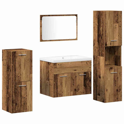 Bathroom Furniture Set 5 pcs Brown Engineered Wood