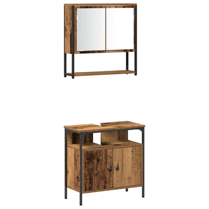 Bathroom Furniture Set with Door 4 pcs Old wood Engineered wood