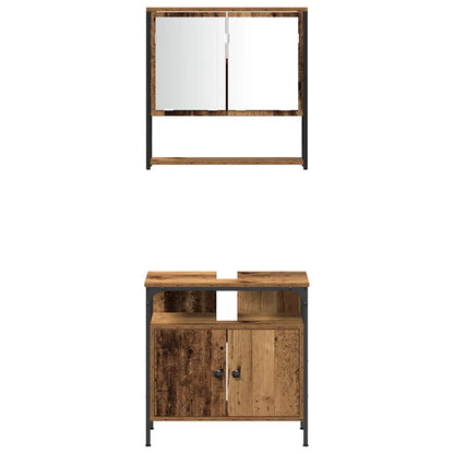 Bathroom Furniture Set with Door 4 pcs Old wood Engineered wood