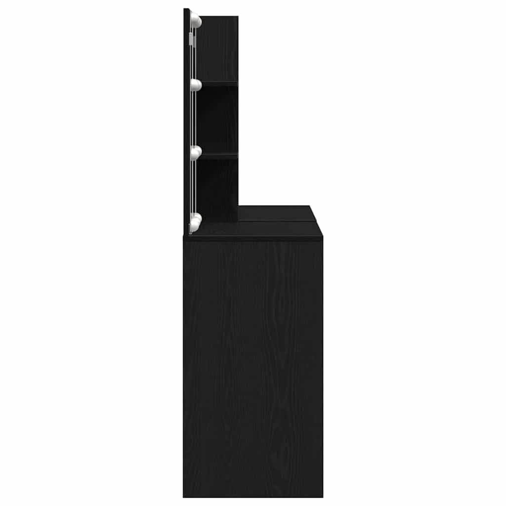 LED Dressing Table Set Black Oak 140 x 40 x 140 cm