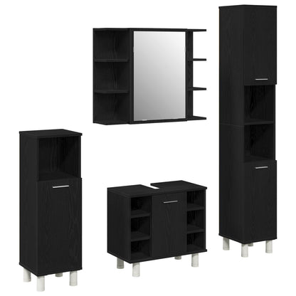 Bathroom Furniture Set with Door 4 pcs Black 30 x 30 x 179.5 cm