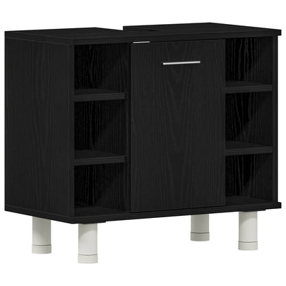 Bathroom Furniture Set with Door 4 pcs Black 30 x 30 x 179.5 cm