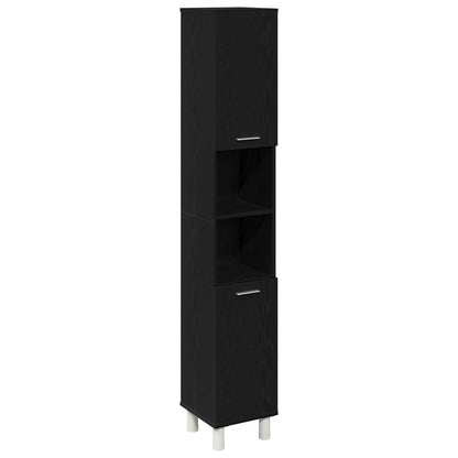 Bathroom Furniture Set with Door 3 pcs Black 30 x 30 x 179.5 cm