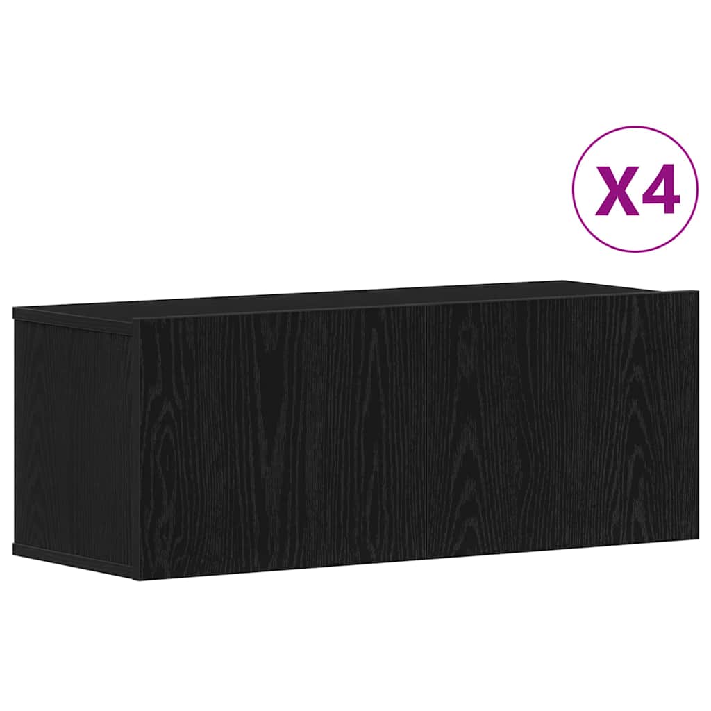 TV Cabinet Set 4 pcs Black Oak 80 x 30 x 30 cm Engineered Wood