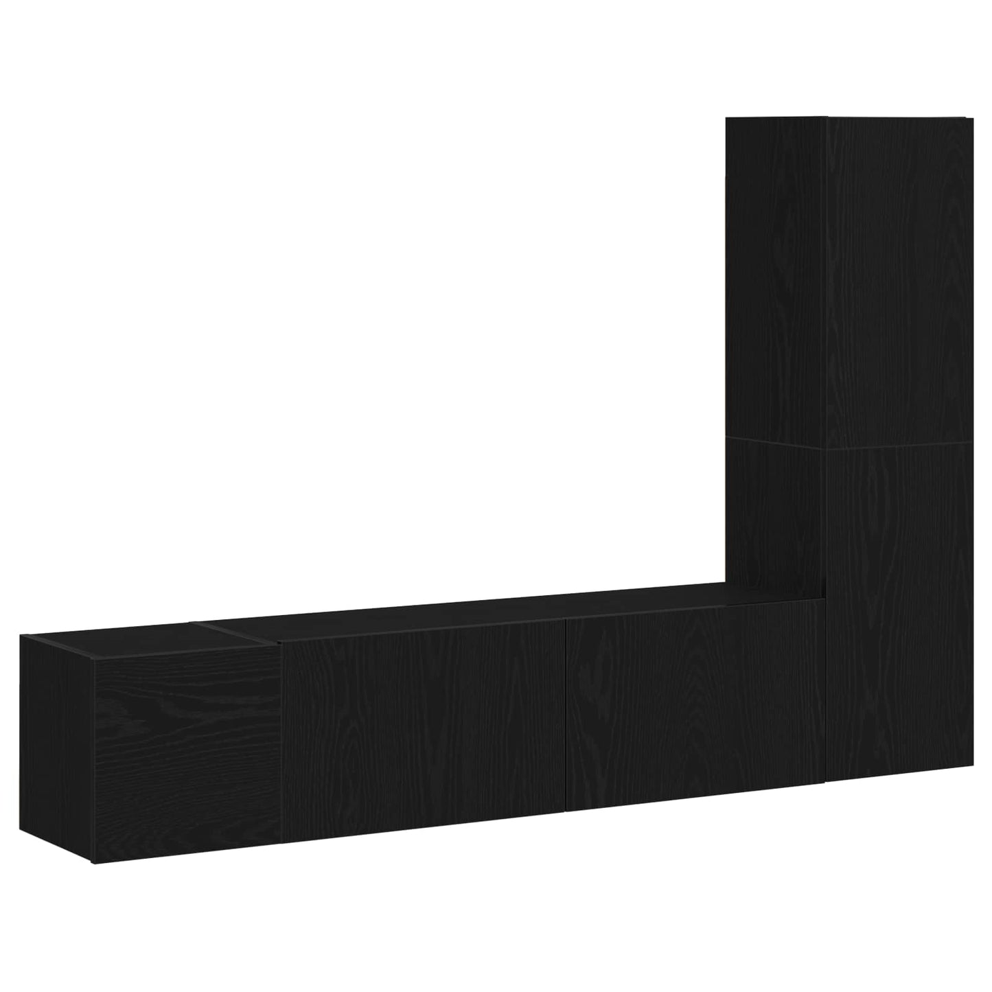 TV Cabinet Set Wall-mounted 4 pcs Black Oak 130.5 x 30 x 140 cm