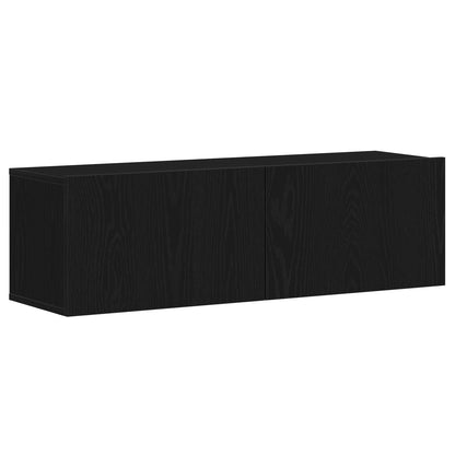 TV Cabinet Set Wall-mounted 4 pcs Black Oak 130.5 x 30 x 140 cm
