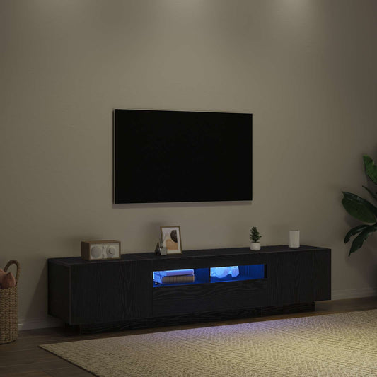 TV Cabinet Set 2 pcs Black Engineered Wood