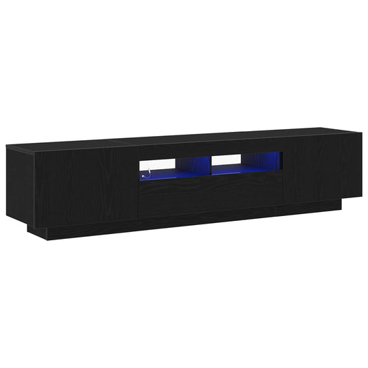 TV Cabinet Set 2 pcs Black Engineered Wood