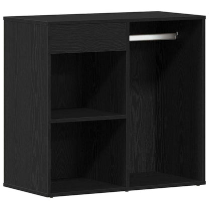 Dressing Table Set with LED 4 pcs Black Oak Engineered Wood