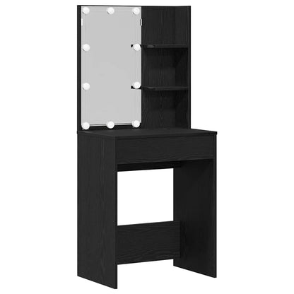 LED Dressing Table Set 2 pcs Black Oak Engineered Wood