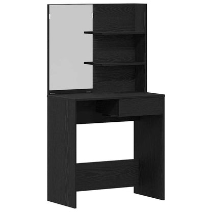 Dressing Table Set with Drawer 2 pcs Black Oak Engineered Wood