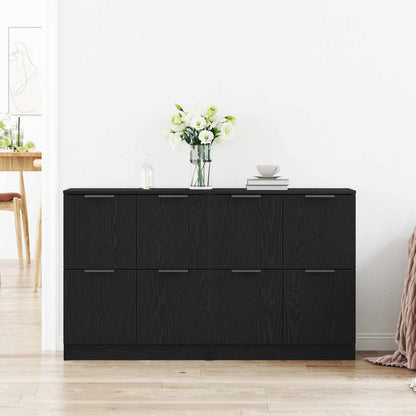 Sideboard 2 pcs Black Oak 60 x 30 x 70 cm Engineered Wood