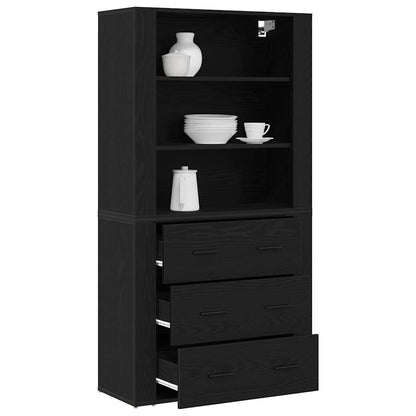 Highboard Black Oak 80 x 33 x 150 cm Engineered Wood