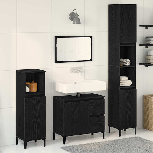 Bathroom Furniture Set 3 pcs Black Oak