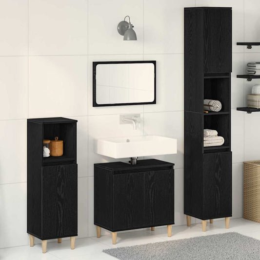 Bathroom Furniture Set 3 pcs Black Oak