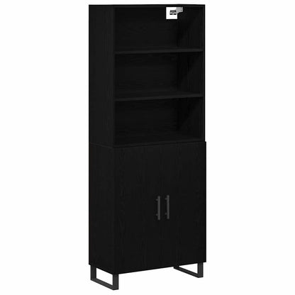 Highboard 2 pcs Black Oak Engineered Wood
