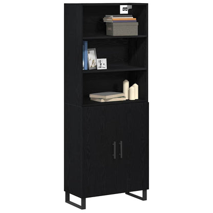 Highboard 2 pcs Black Oak Engineered Wood
