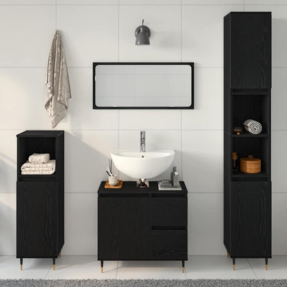 Bathroom Furniture Set 3 pcs Black Oak