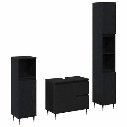 Bathroom Furniture Set 3 pcs Black Oak