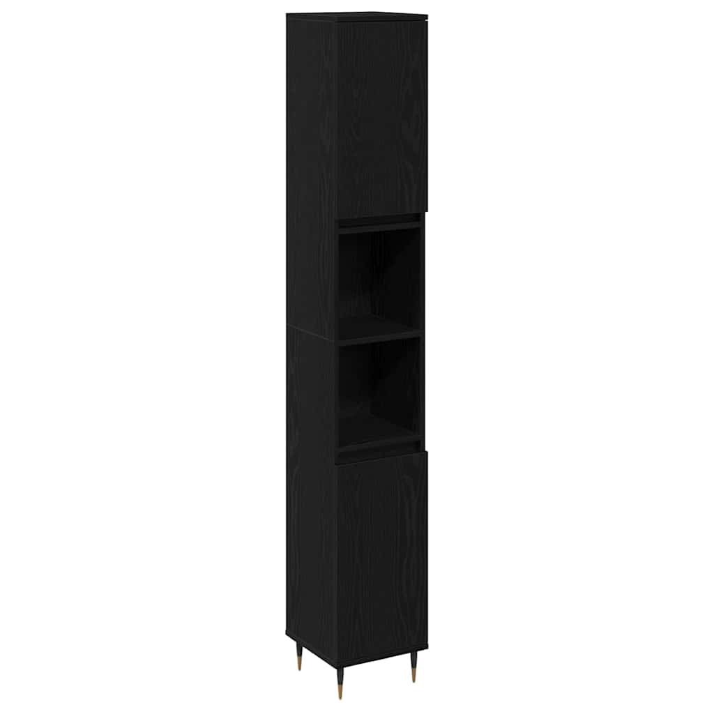 Bathroom Furniture Set 3 pcs Black Oak