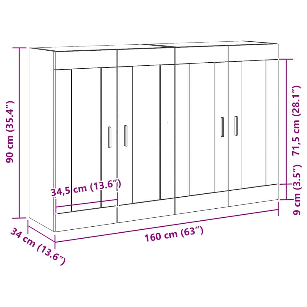 Wall-mounted Cabinet 2 pcs Artisan Oak 69.5 x 34 x 90 cm