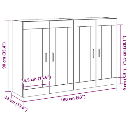 Wall-mounted Cabinet 2 pcs Artisan Oak 69.5 x 34 x 90 cm