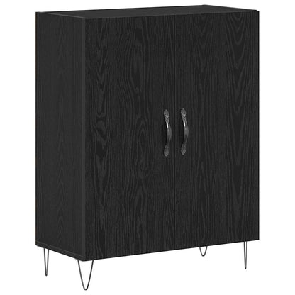 Highboard 2 pcs Black Oak Engineered Wood and Glass