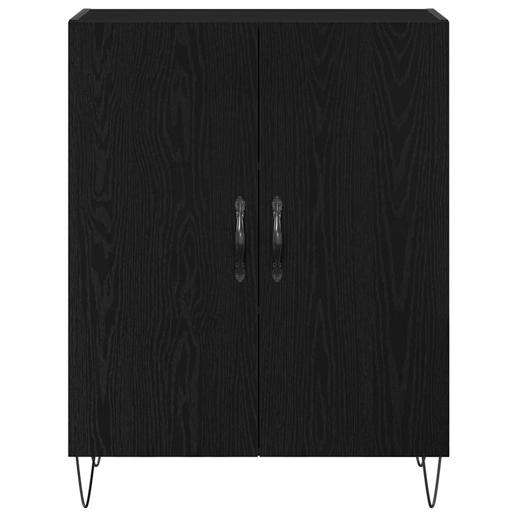 Highboard 2 pcs Black Oak Engineered Wood and Glass