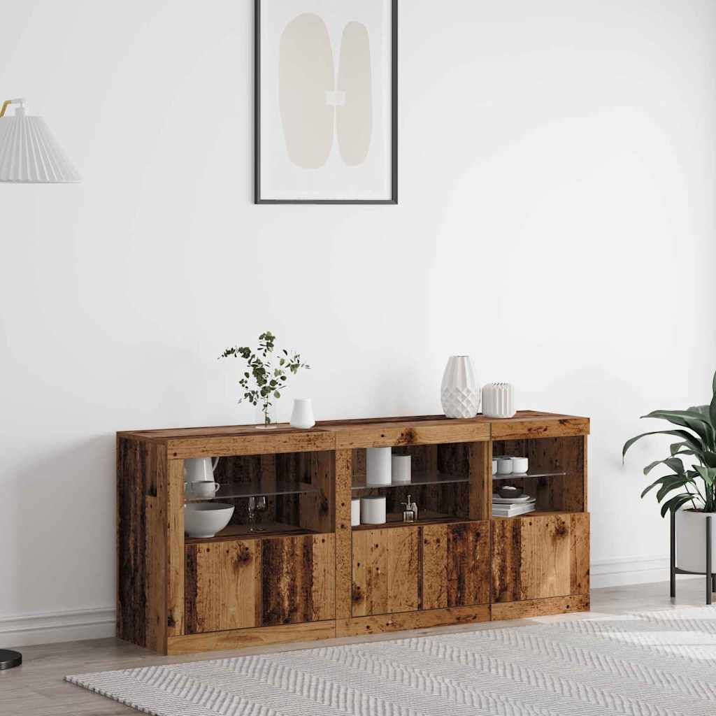 LED Sideboard Old Wood 162 x 37 x 67 cm Engineered Wood
